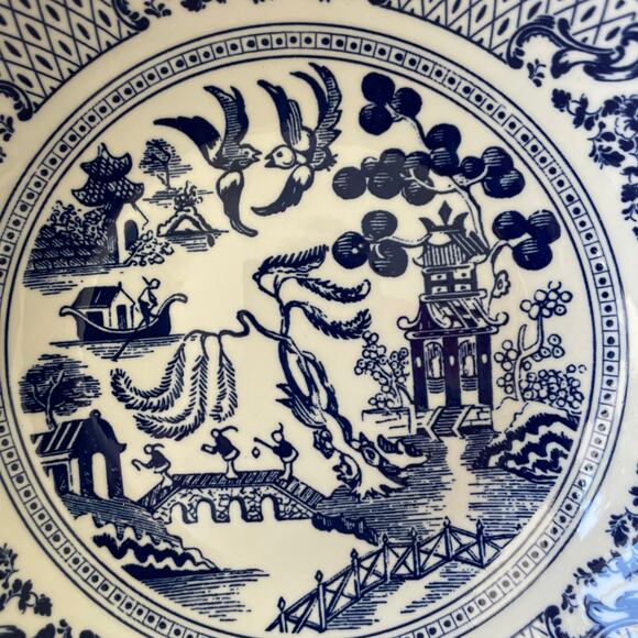 Eaton Fine Dining English Willow 9in Pasta Bowls Blue & White Set of 4 NEW - Picture 13 of 16